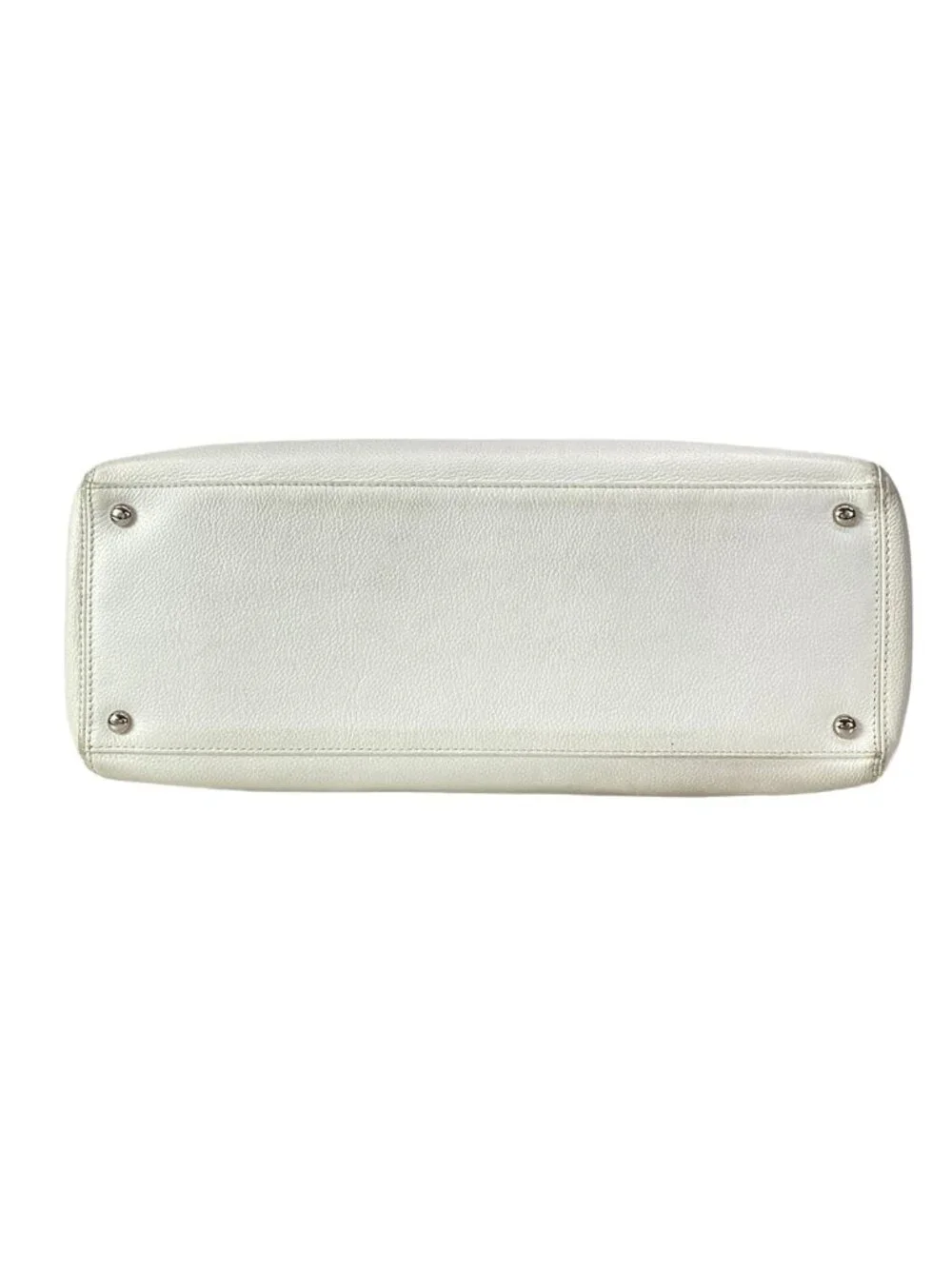 Chanel Tote Executive Line White Silver Leather